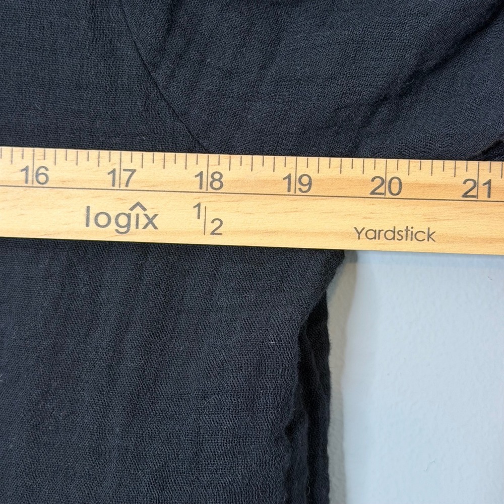 Old Navy Gauze Demi Shirt Womens XS Tall Black Short Sleeve Button Front Preppy - Picture 5 of 8